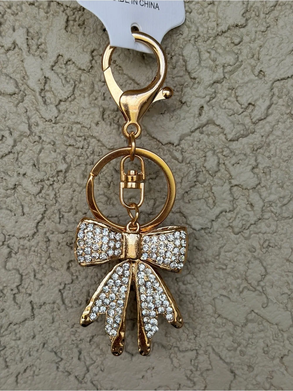 Sparkling Gold Bow Crystal Keychain/Bag Charm